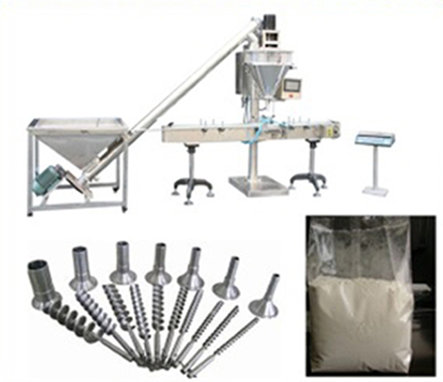auger metering filling machine for bottles&bags powder オーガーフィラー小麦粉工場.jpg