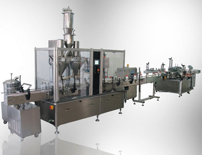 filling sealing capping labeler line for powder milk food pharma 充填キャップラベルライン.jpg